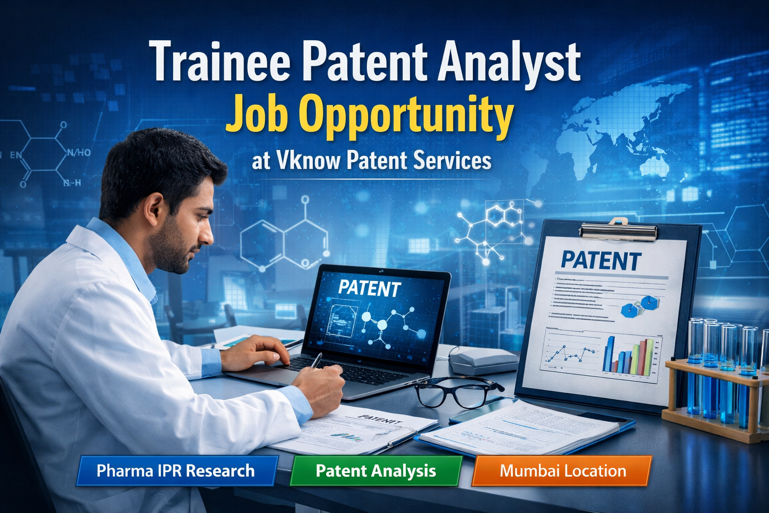 Trainee Patent Analyst job opportunity for B.Pharm and M.Pharm graduates at VKnow Patent Services Mumbai