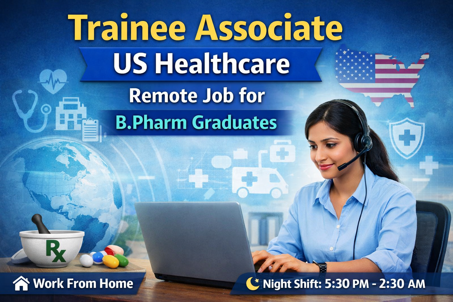 Trainee Associate US Healthcare remote job opportunity for B.Pharm graduates work from home healthcare role