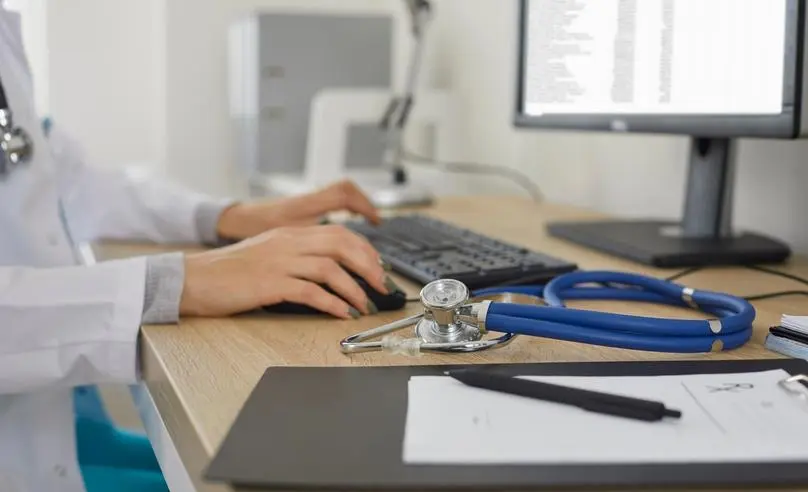 Medical Transcriptionist working on healthcare documentation in Bangalore office