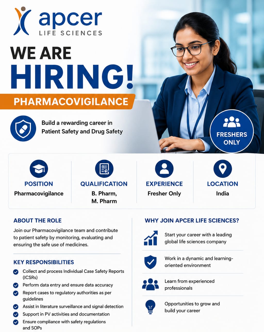 Apcer Life Sciences Medical Information Jobs 2026 for B.Pharm and M.Pharm Freshers