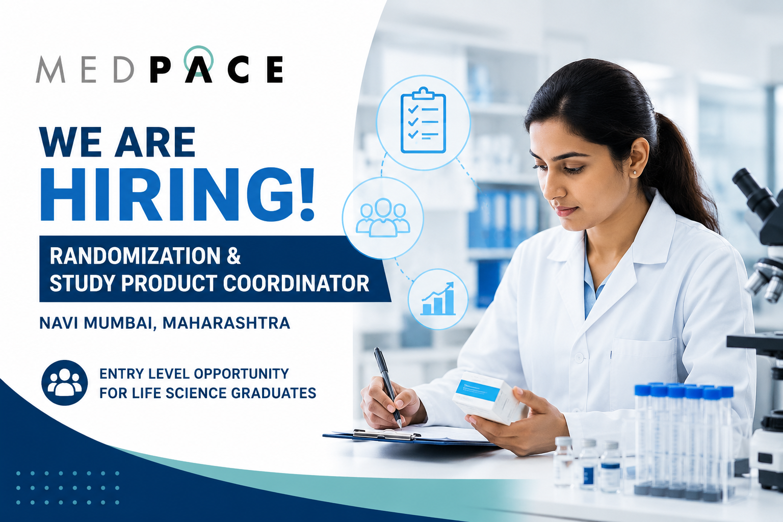 Medpace hiring Randomization and Study Product Coordinator in Navi Mumbai for Life Science and Pharmacy graduates