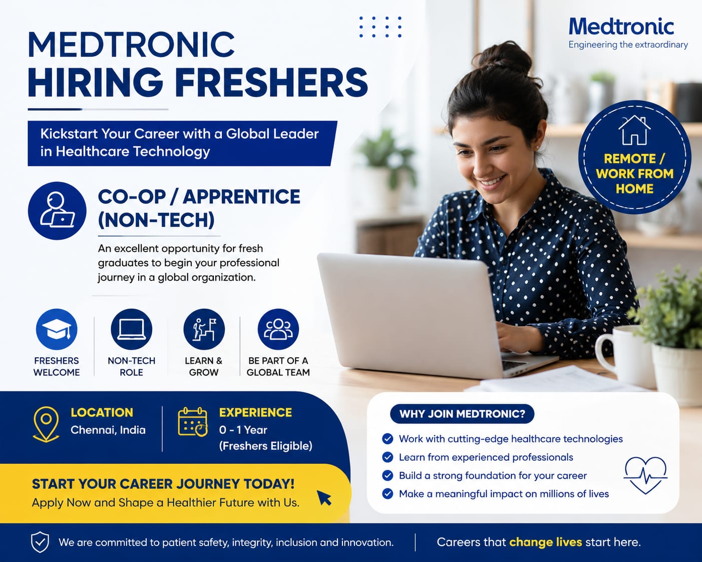 Medtronic Hiring Co-op / Apprentice (Non-Tech) in Chennai for Freshers 2026 – Full-Time Entry-Level Healthcare Technology Job