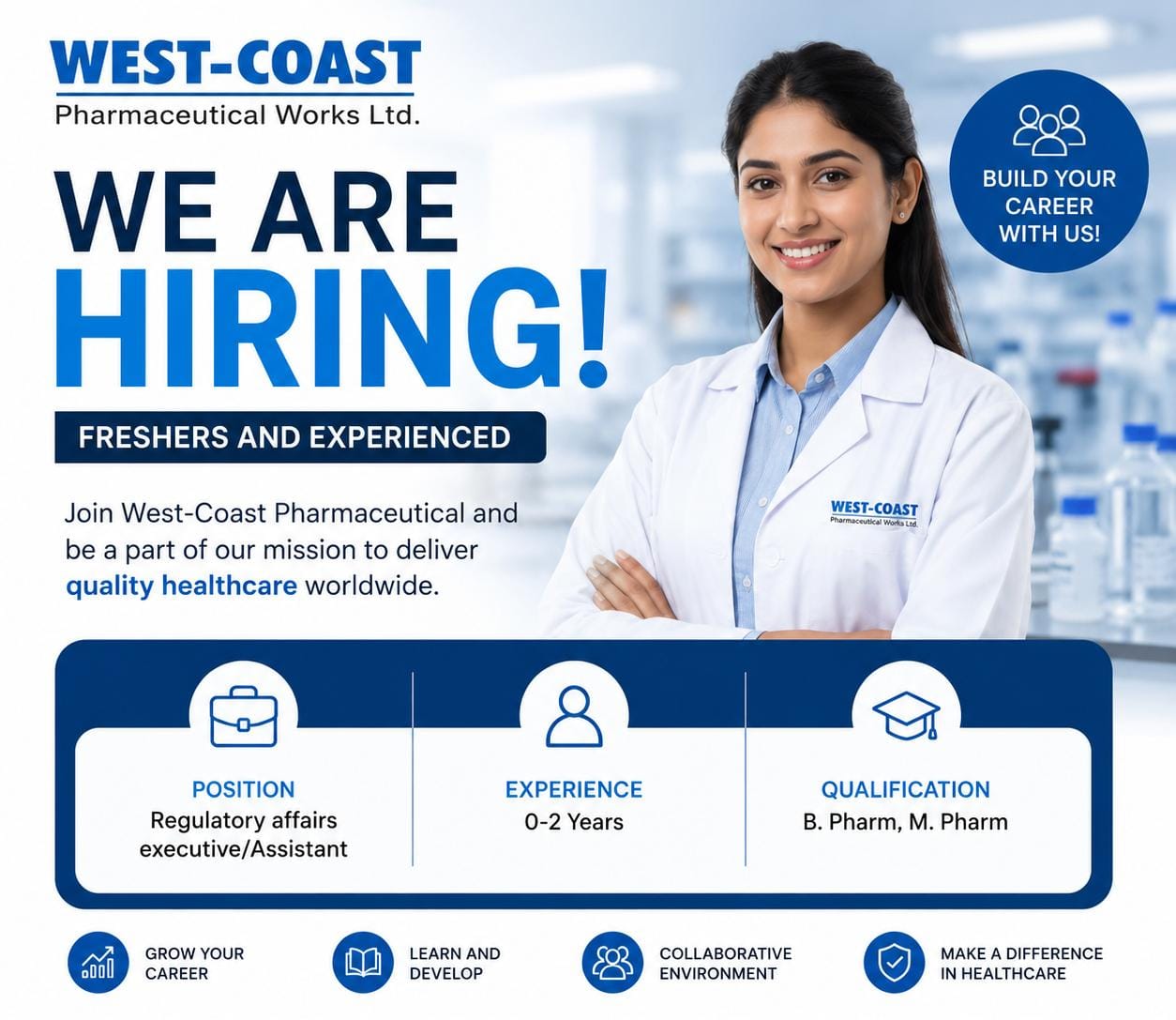 West-Coast Pharmaceutical Works Ltd Recruitment 2026 for Regulatory Affairs Executive Assistant Jobs in Ahmedabad